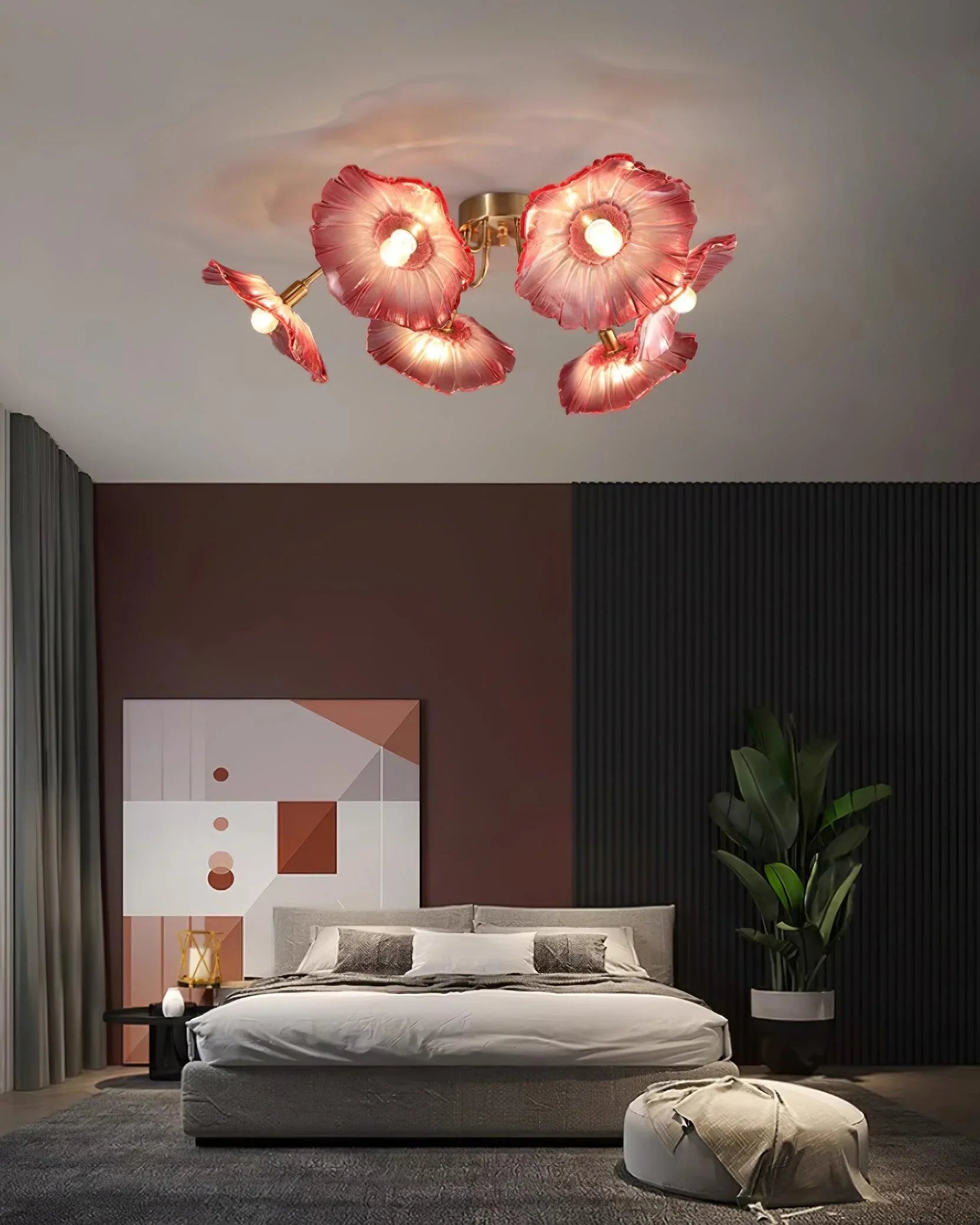 Murano Flowers Ceiling Lamp in the bedroom