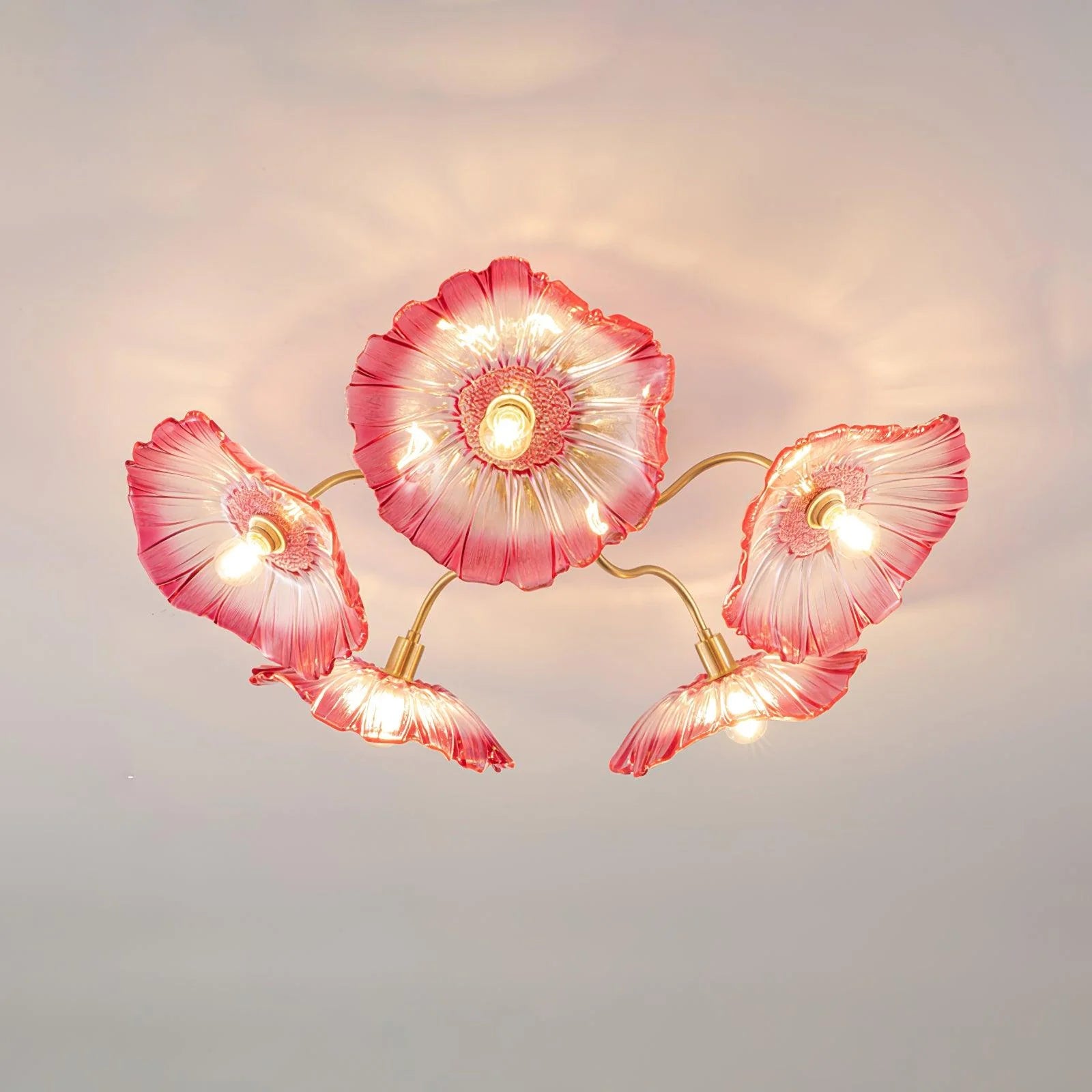 The Murano ceiling lamp with pink petals is also another work of art