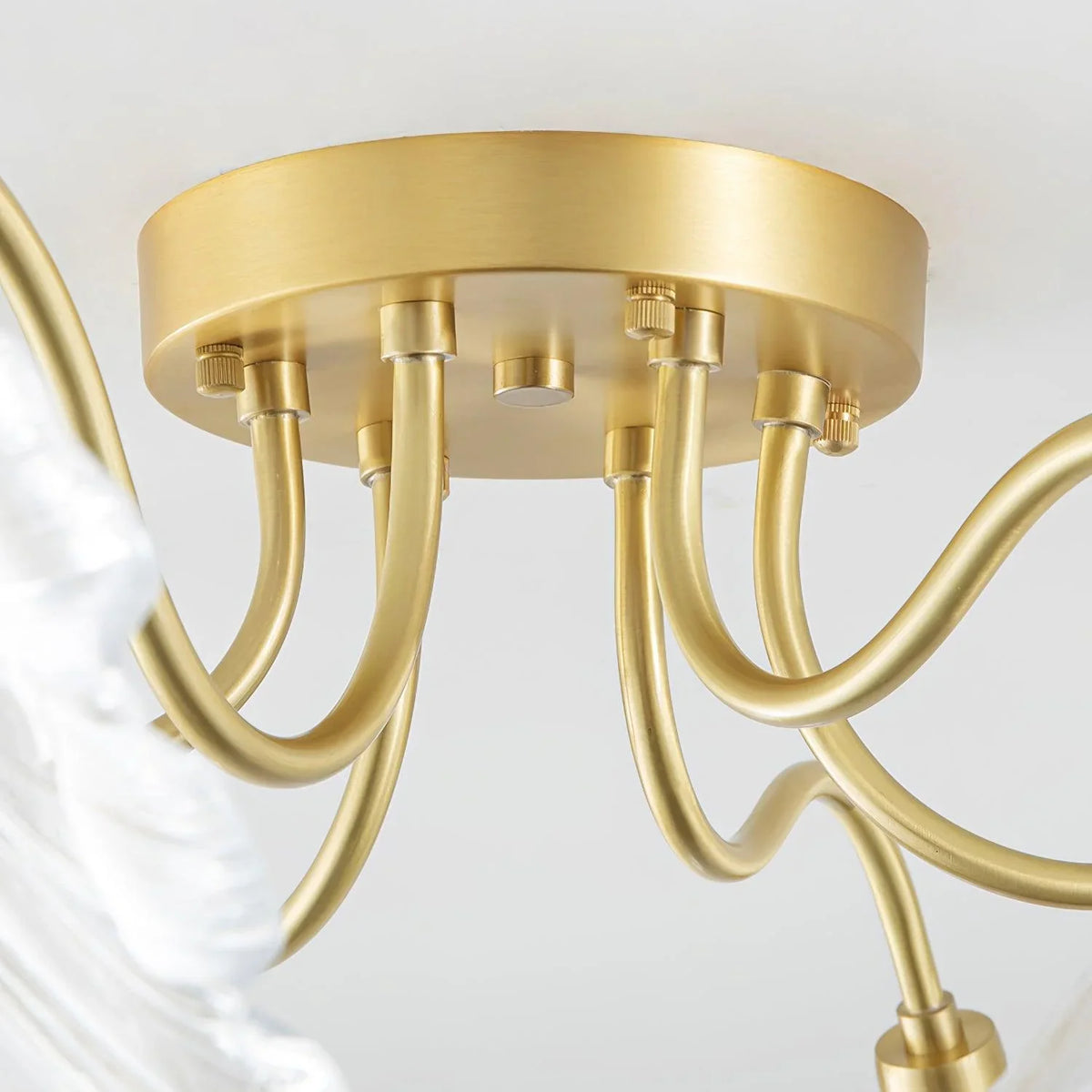 Murano Glass Petal Ceiling Light Gold Ceiling Plate Detail Image