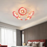 Murano glass flower ceiling lamp - hand-blown colored glass flower decoration