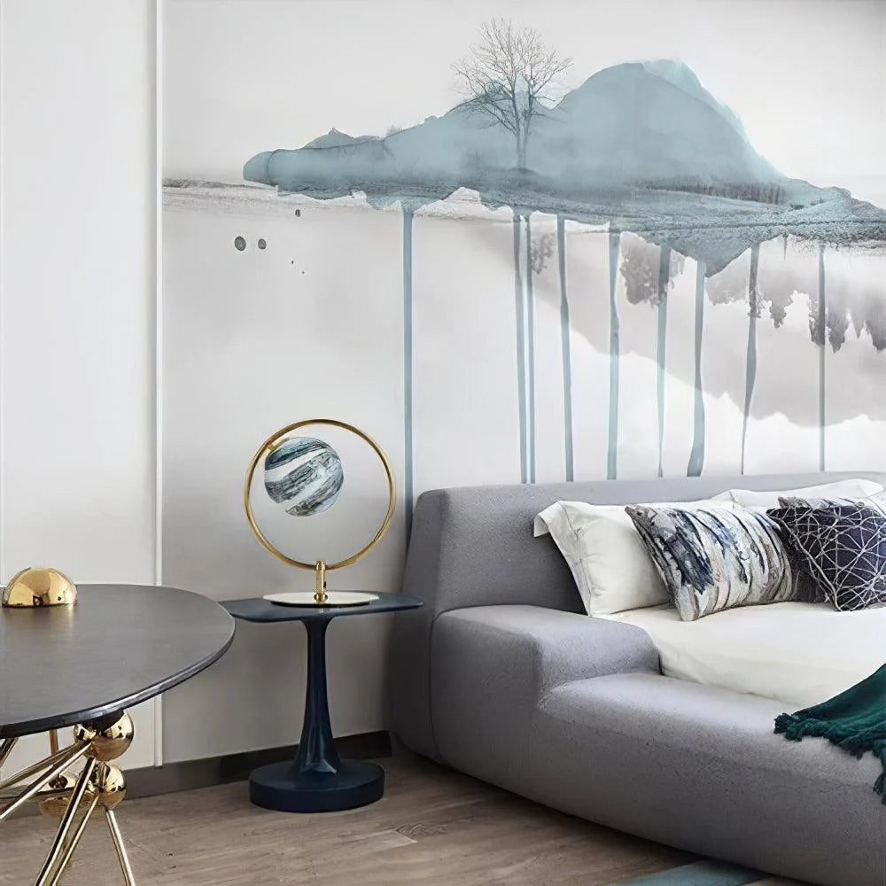 Nordic Planet Table Lamp with blue color near the sofa