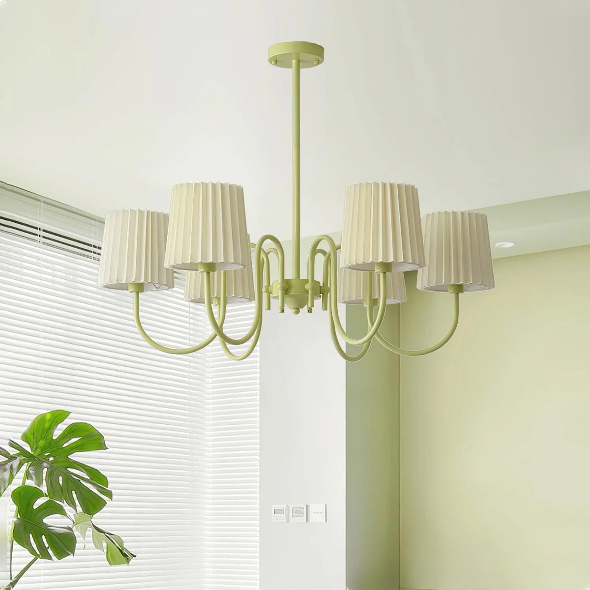 Pleated Fabric Matcha Chandelier 12