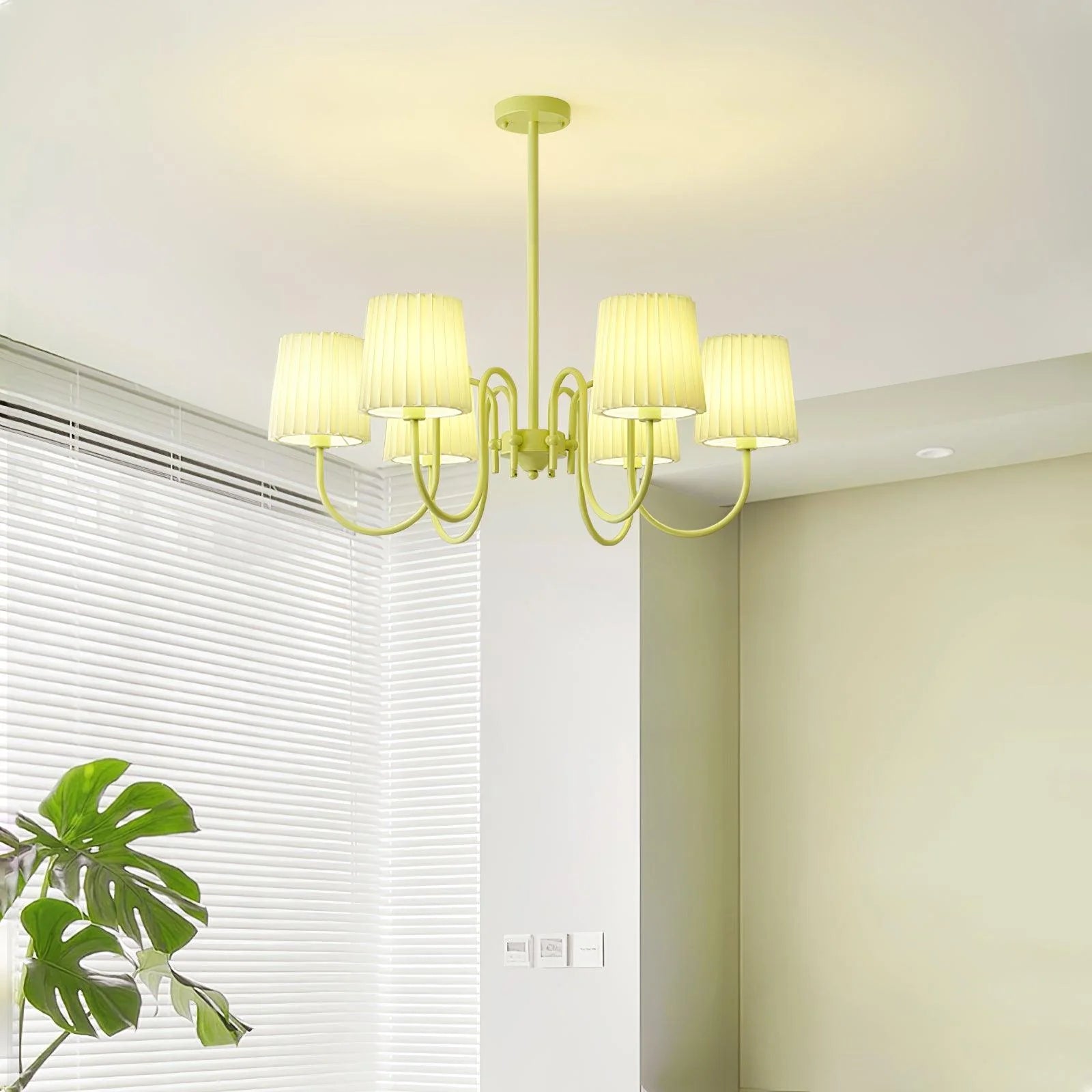 Pleated Fabric Matcha Chandelier 14