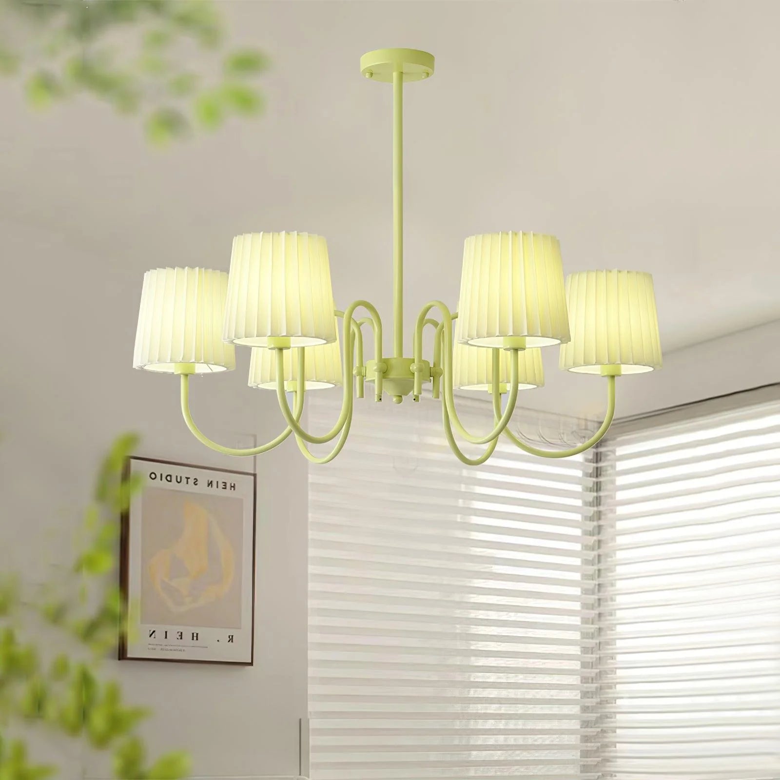 Pleated Fabric Matcha Chandelier 2