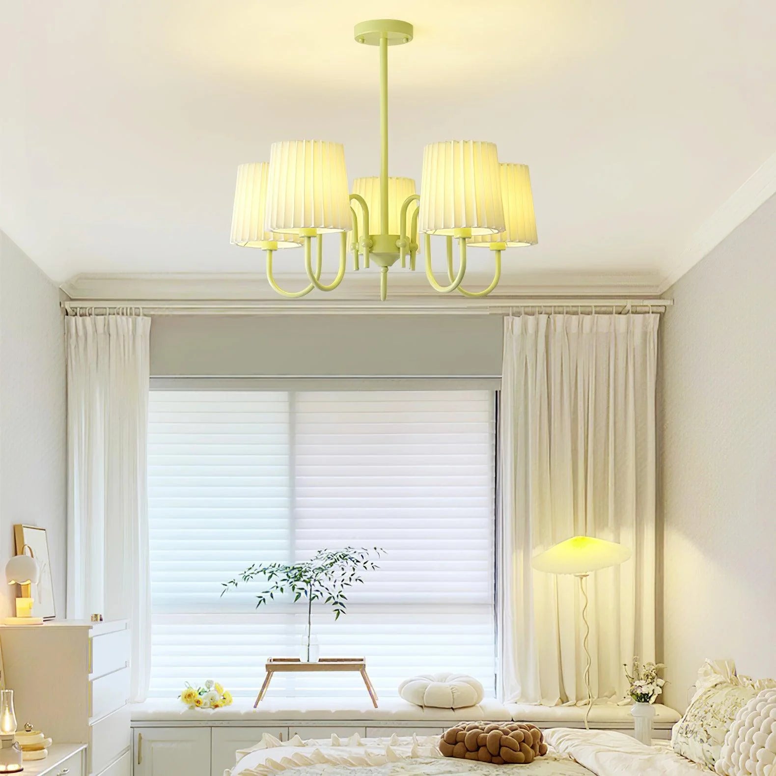 Pleated Fabric Matcha Chandelier 22