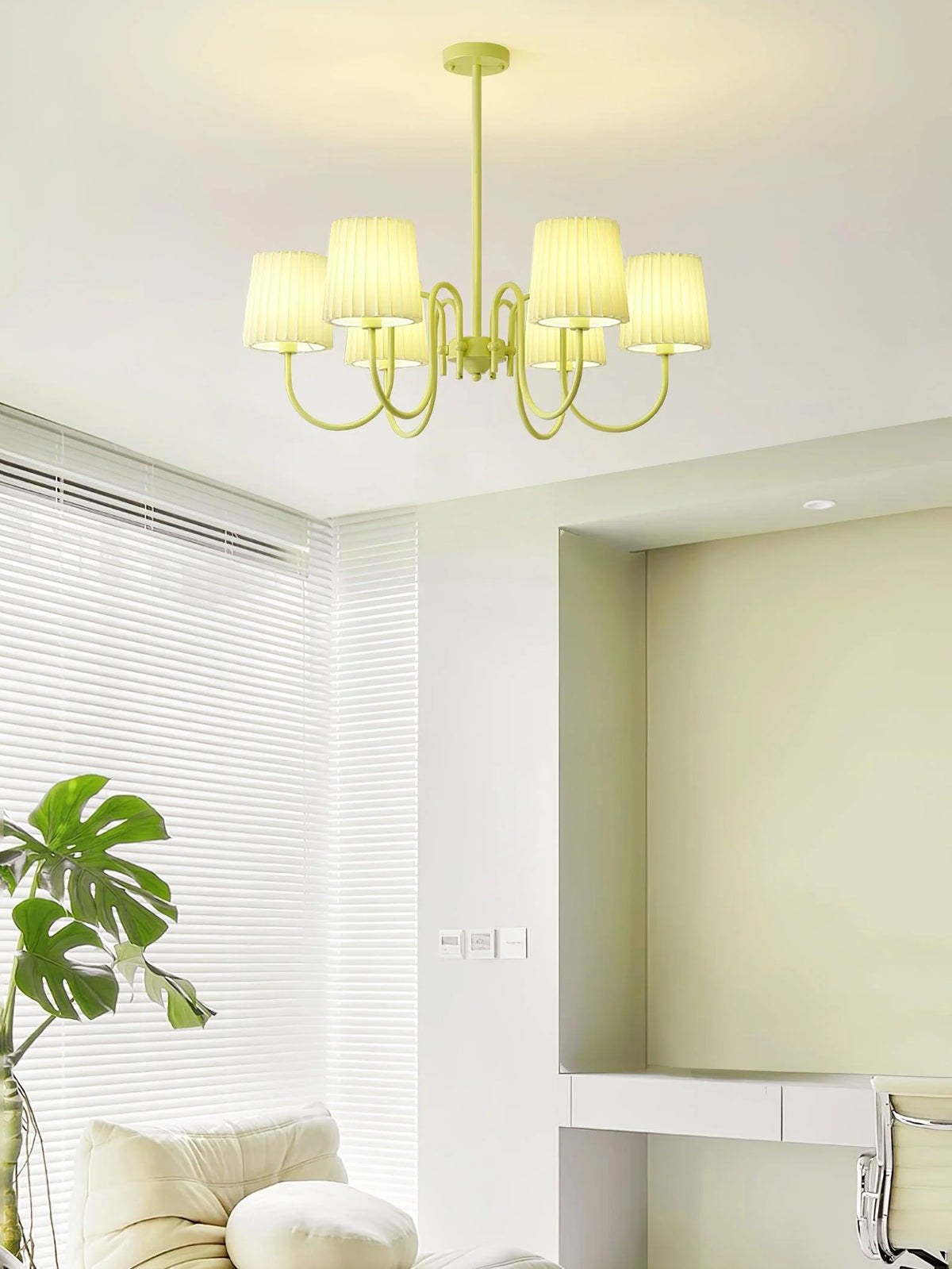 Pleated Fabric Matcha Chandelier 28