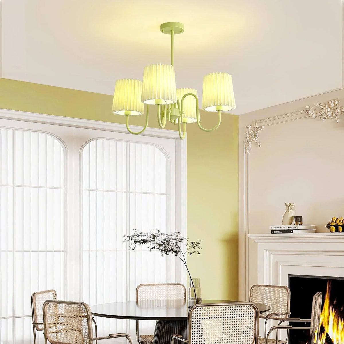 Pleated Fabric Matcha Chandelier 30