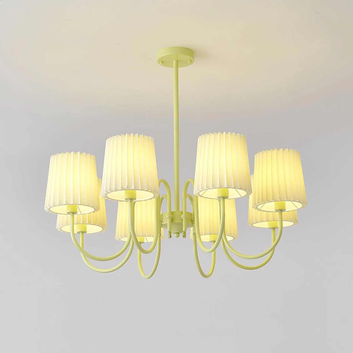 Pleated Fabric Matcha Chandelier 7