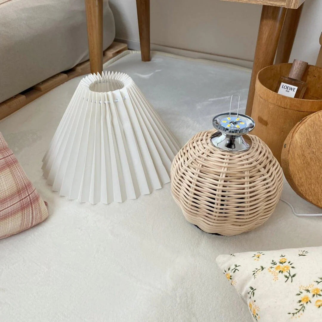 Rattan Pleated Table Lamp 12