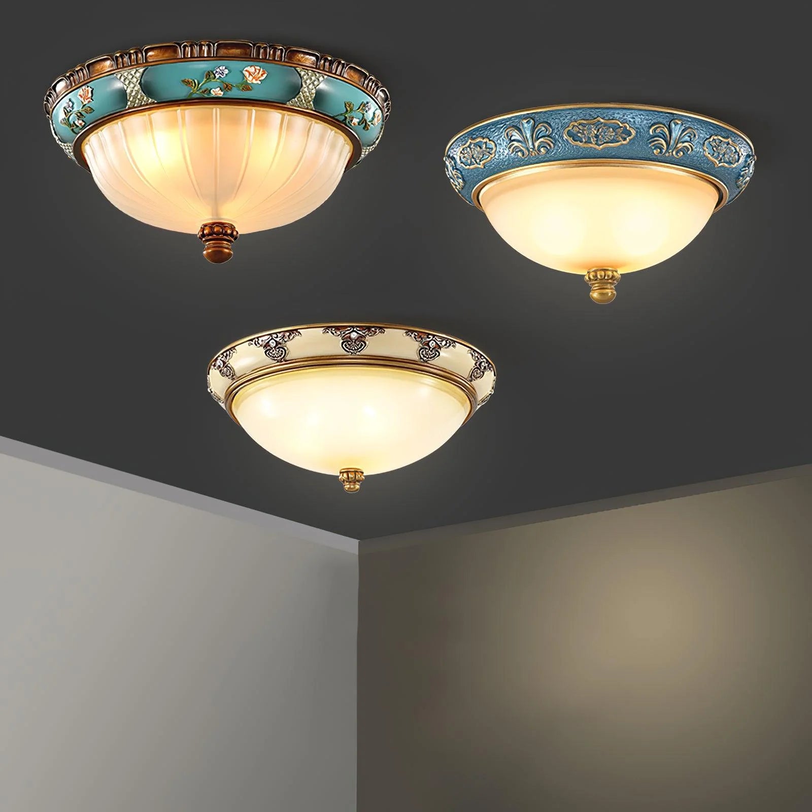 Retro Floral Resin Recessed Ceiling Light 22