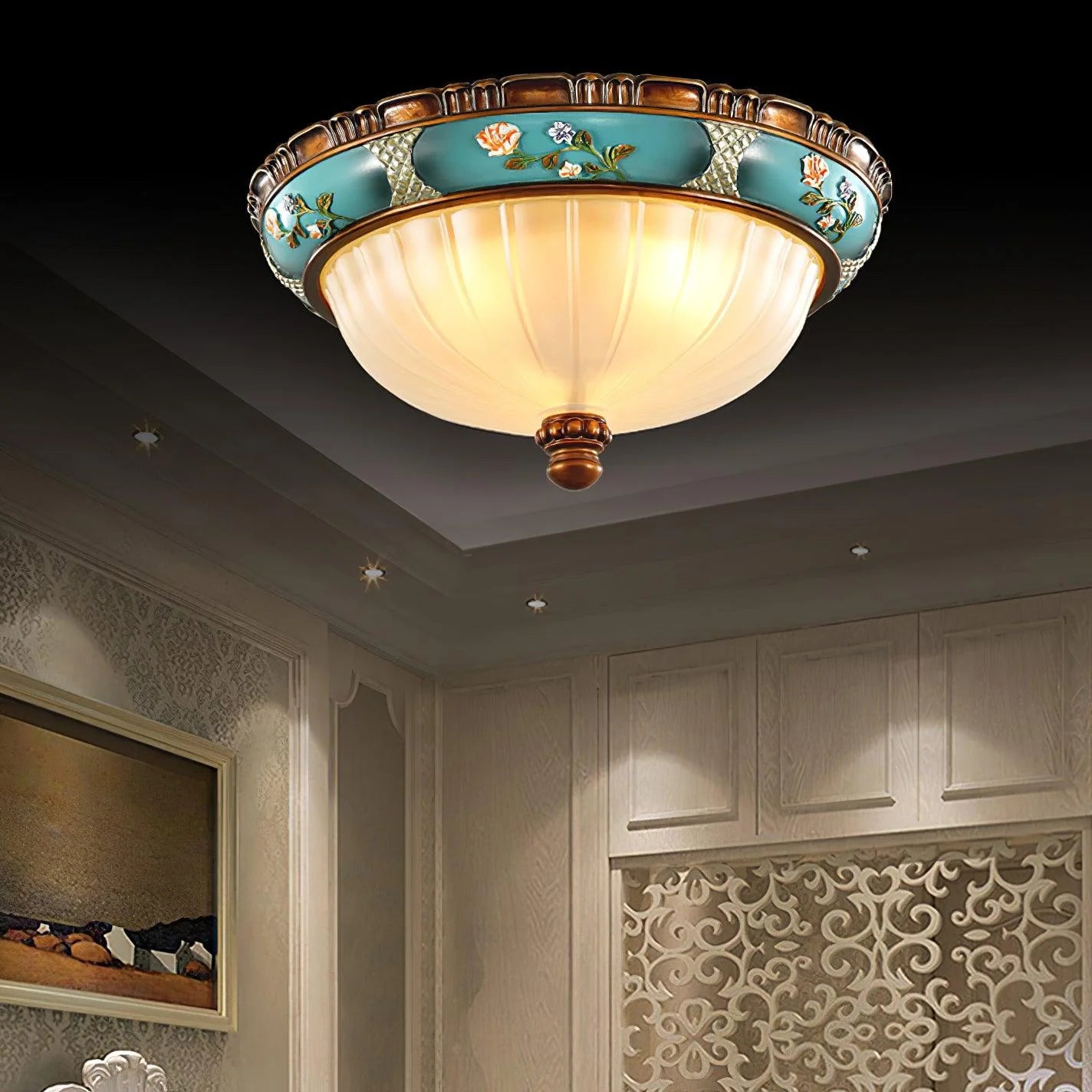 Retro Floral Resin Recessed Ceiling Light 23