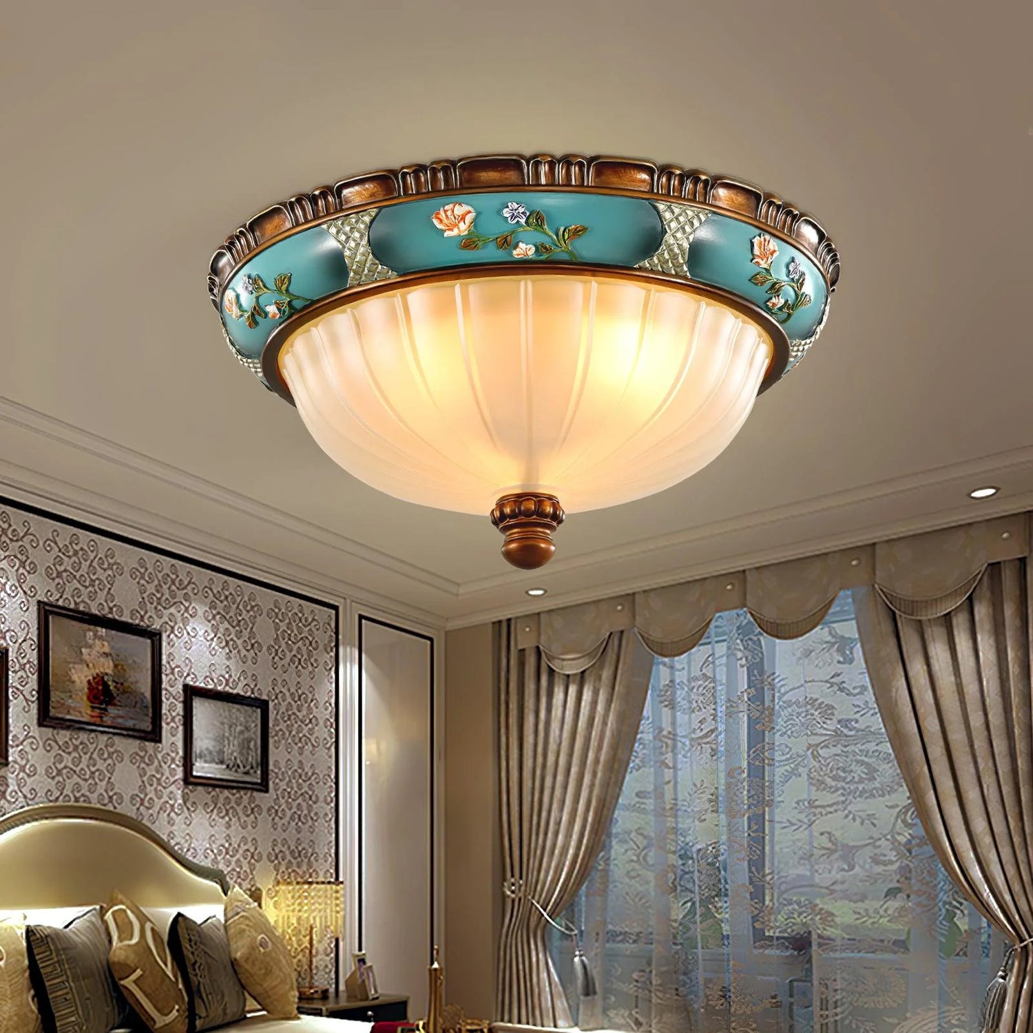 Retro Floral Resin Recessed Ceiling Light 32