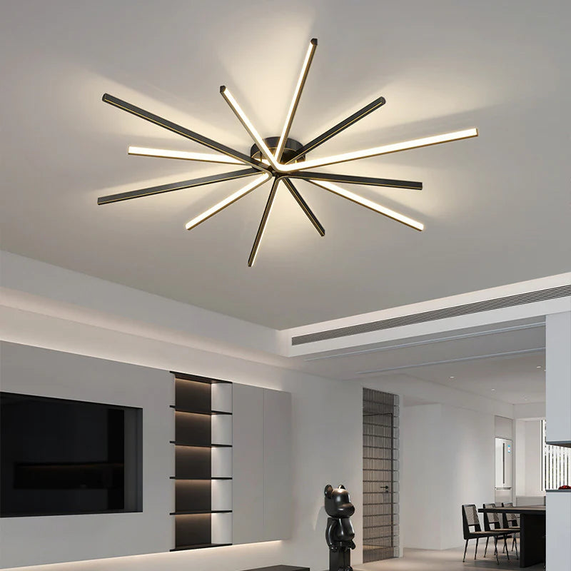 Rotating_Bar_Ceiling_Lamp_with black in the living room