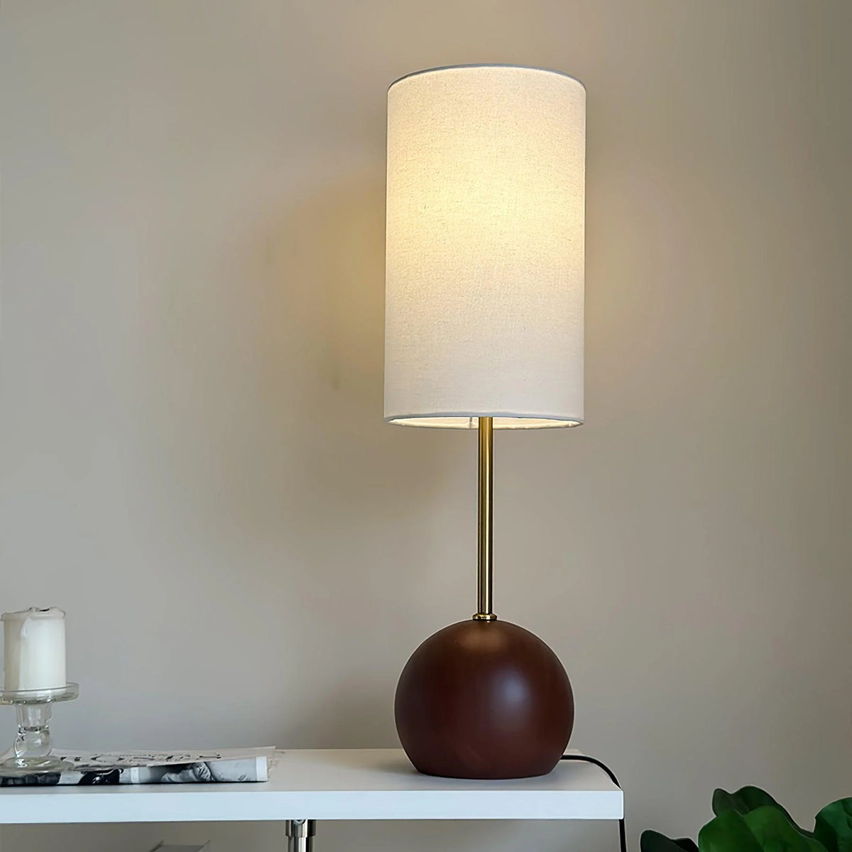 Round Wood Table Lamp 2