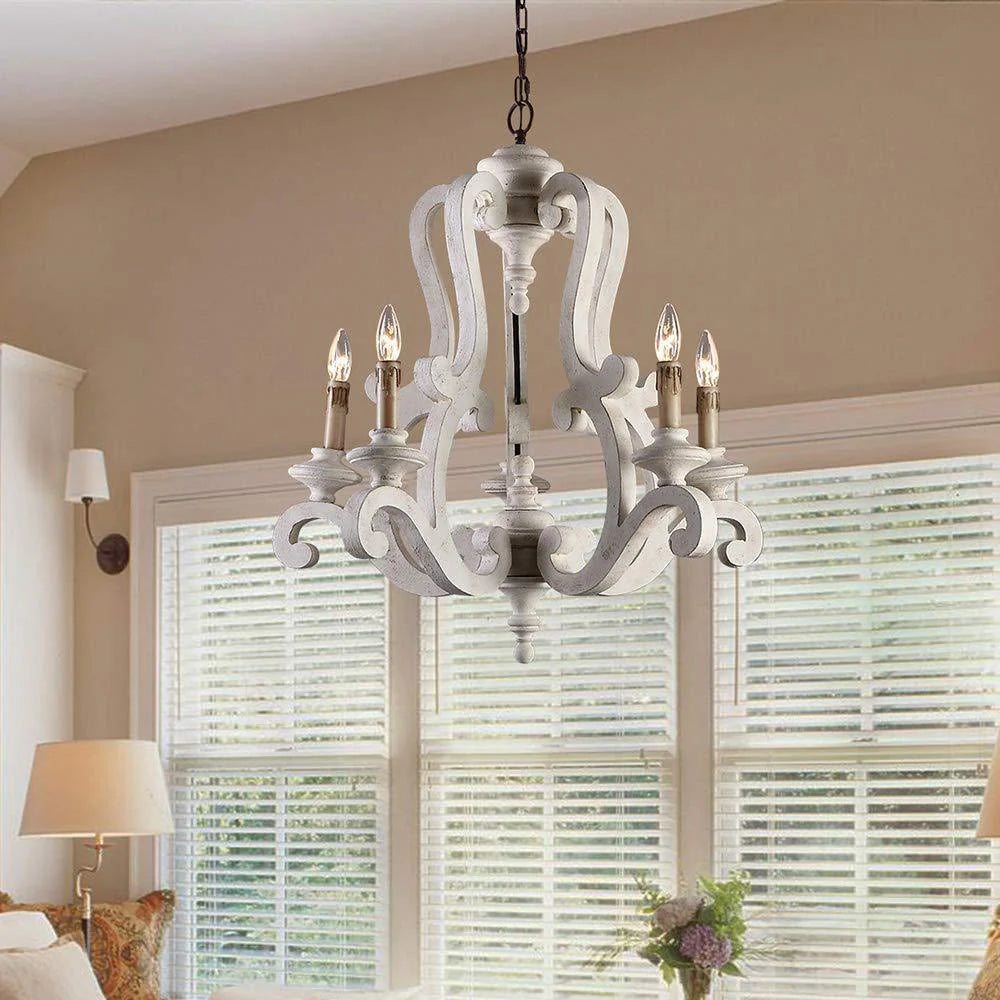 Rustic Wooden Candlestick Chandelier 11