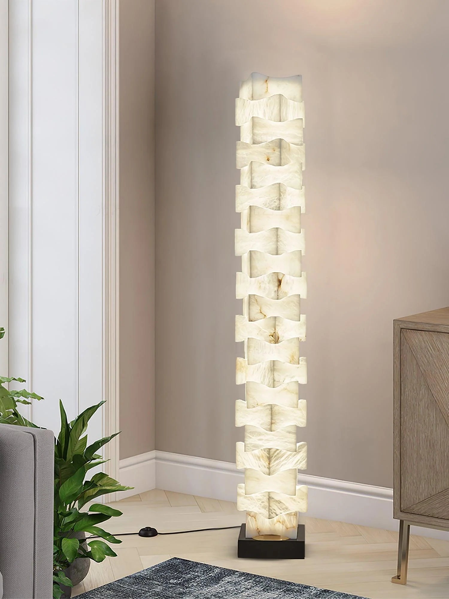 Stacked Alabaster Squares Floor Lamp 2