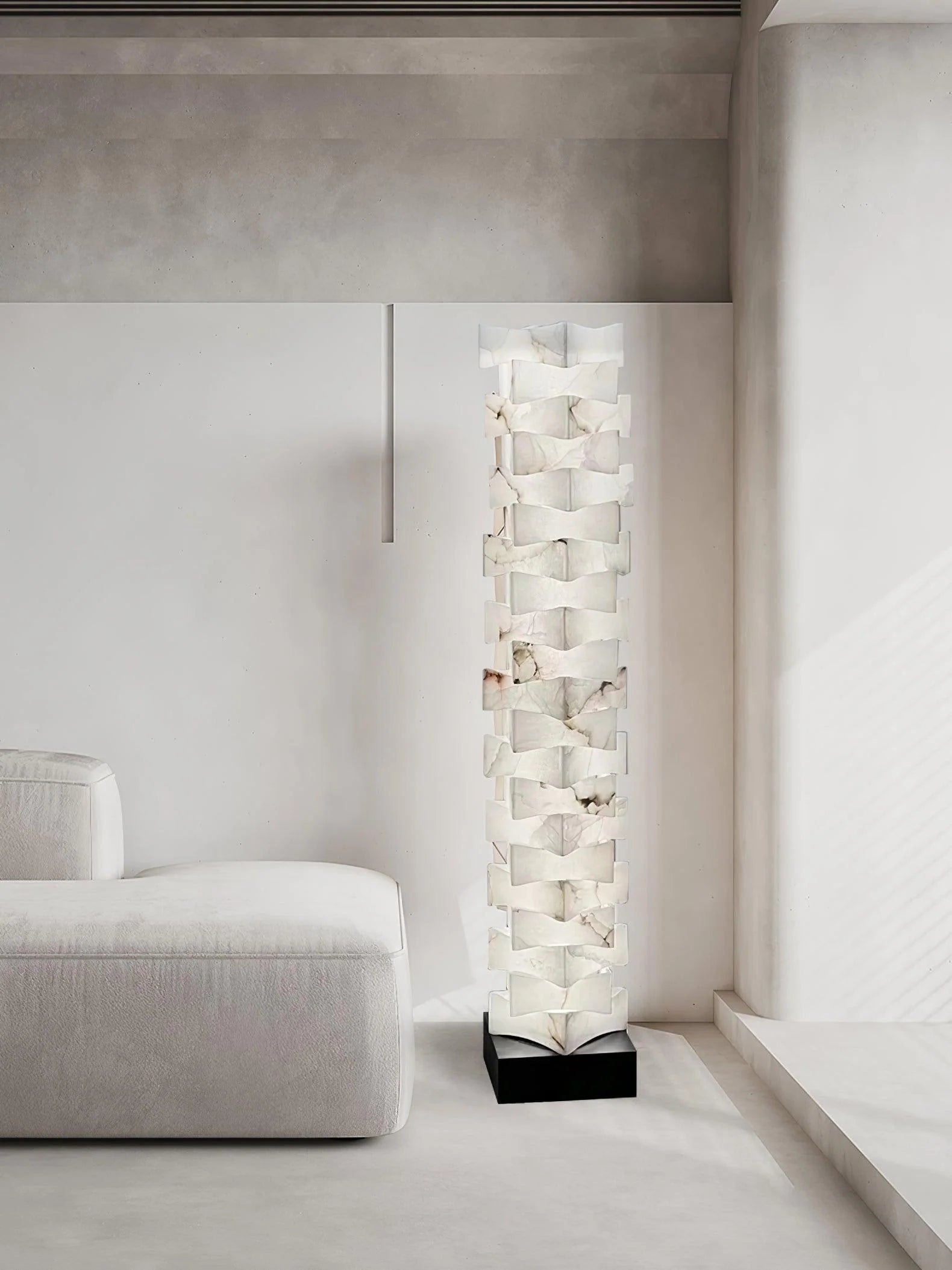 Stacked Alabaster Squares Floor Lamp 25