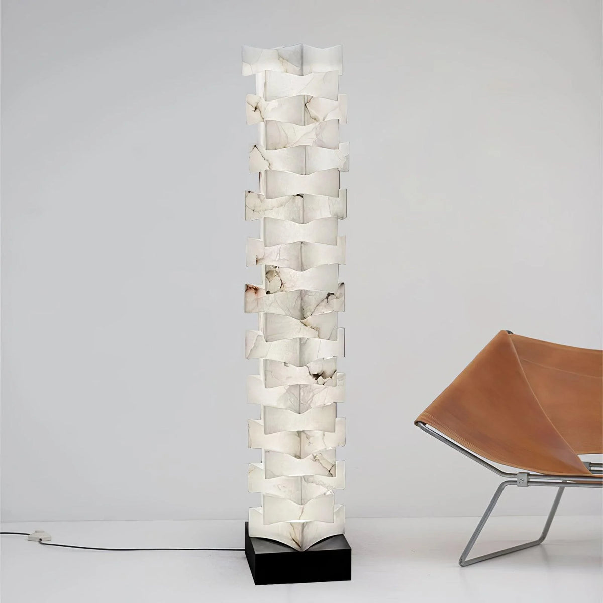 Stacked Alabaster Squares Floor Lamp 28