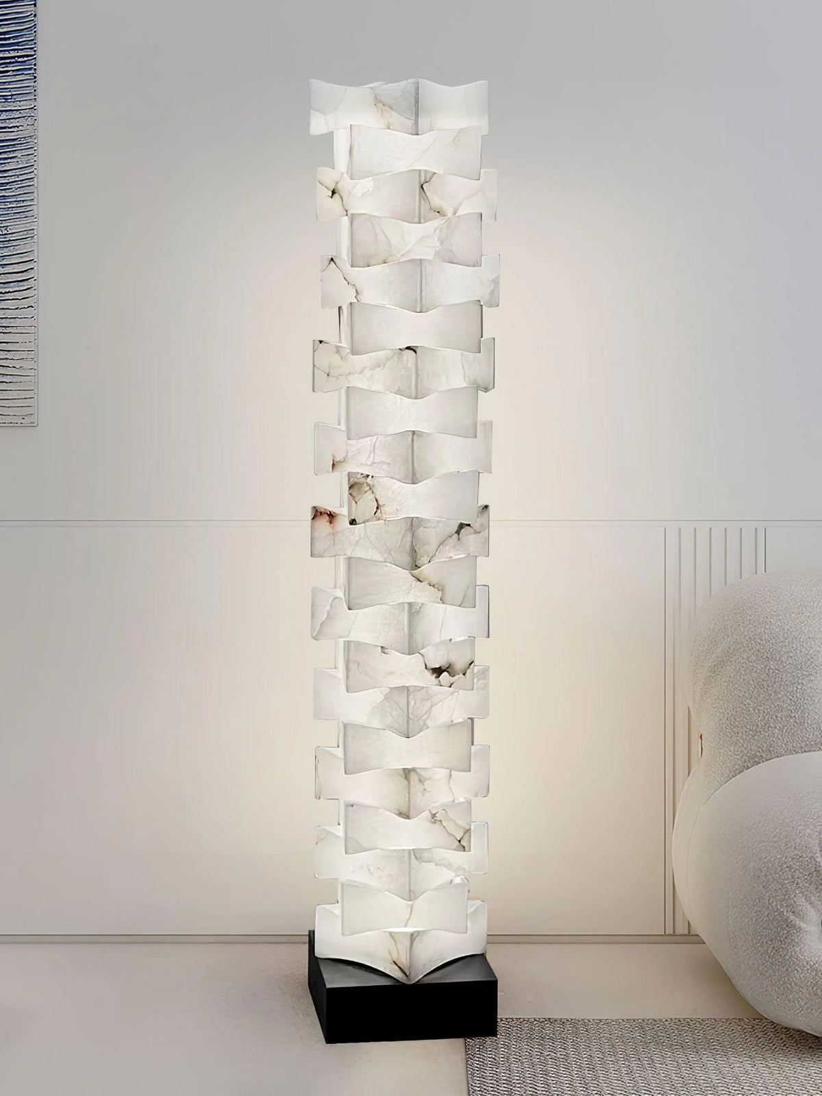 Stacked Alabaster Squares Floor Lamp 31