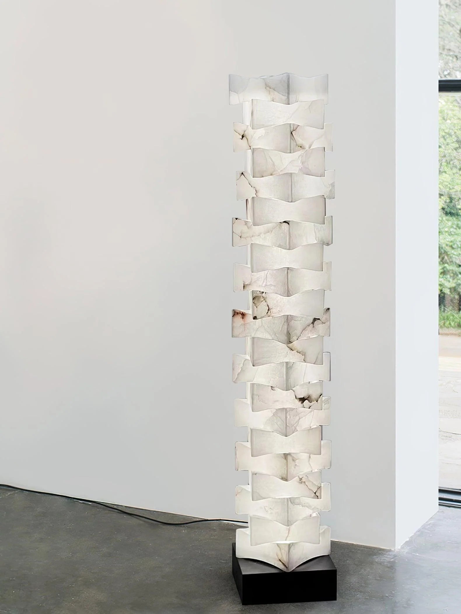 Stacked Alabaster Squares Floor Lamp 33