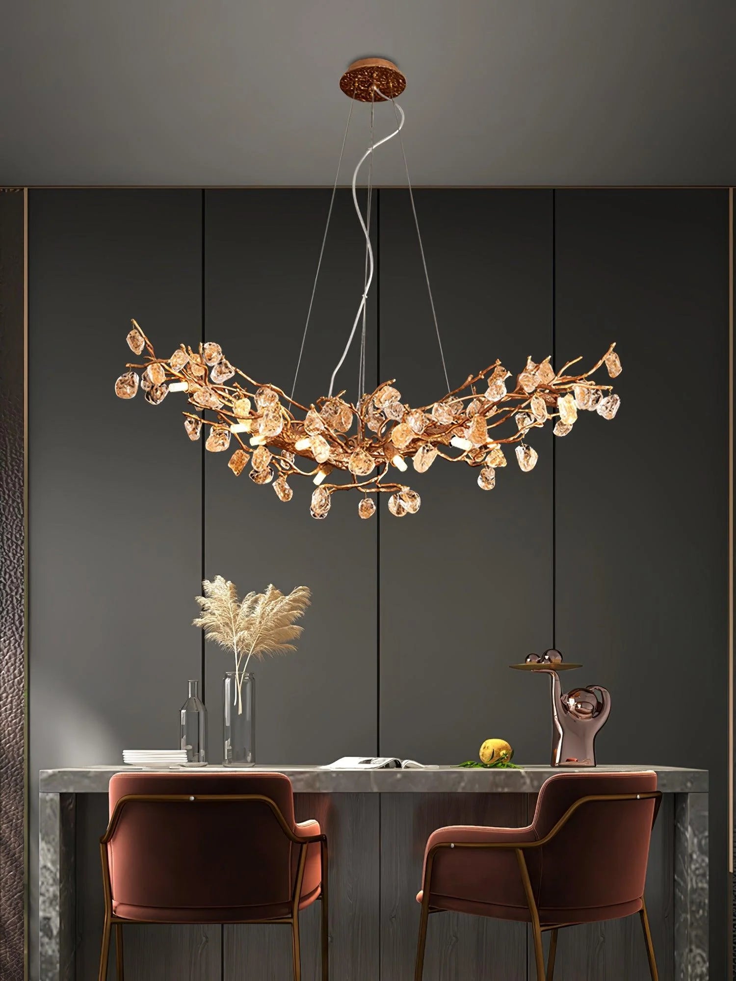 Stone Crystal Brass Chandelier 15