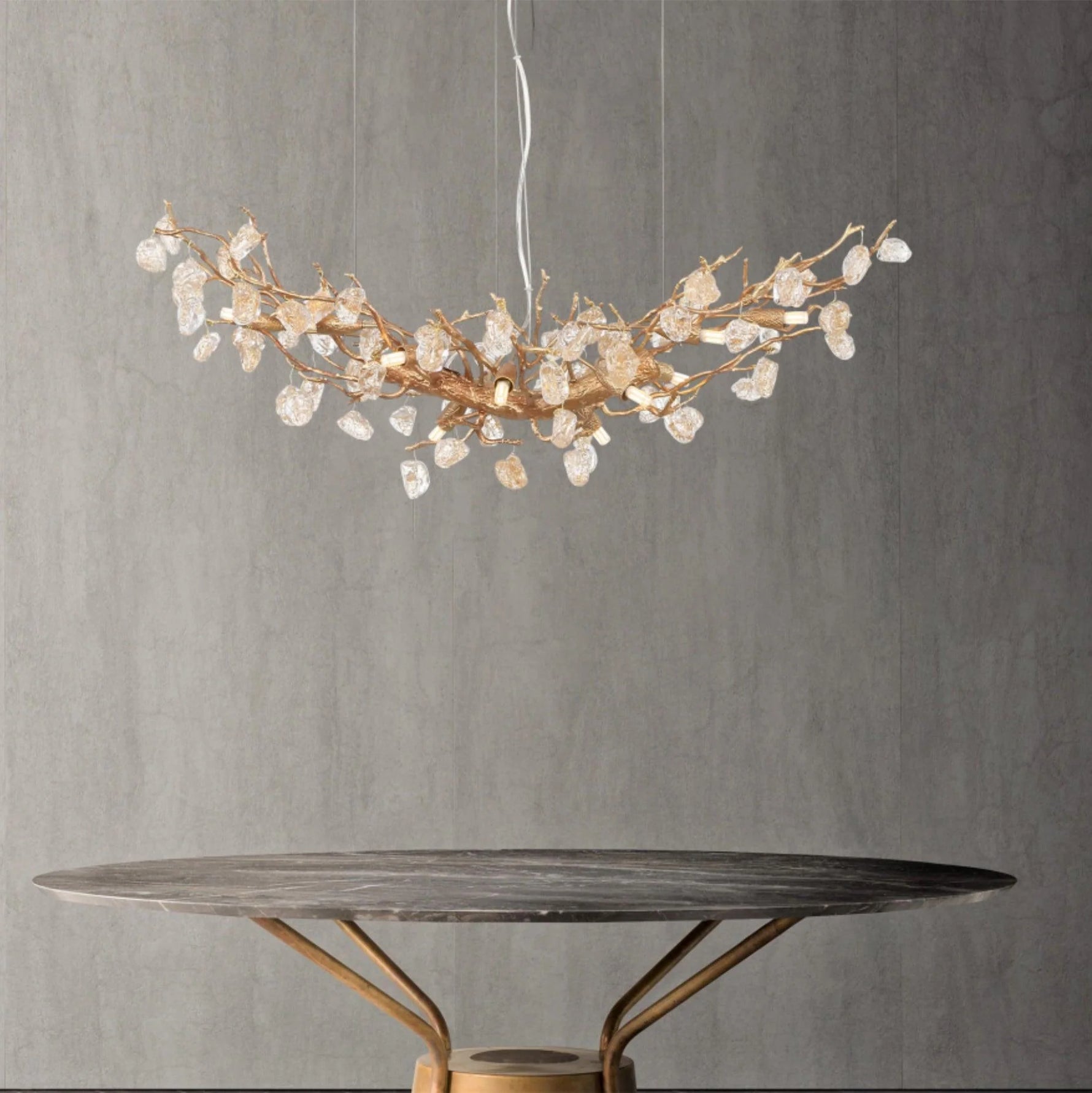 Stone Crystal Brass Chandelier 17