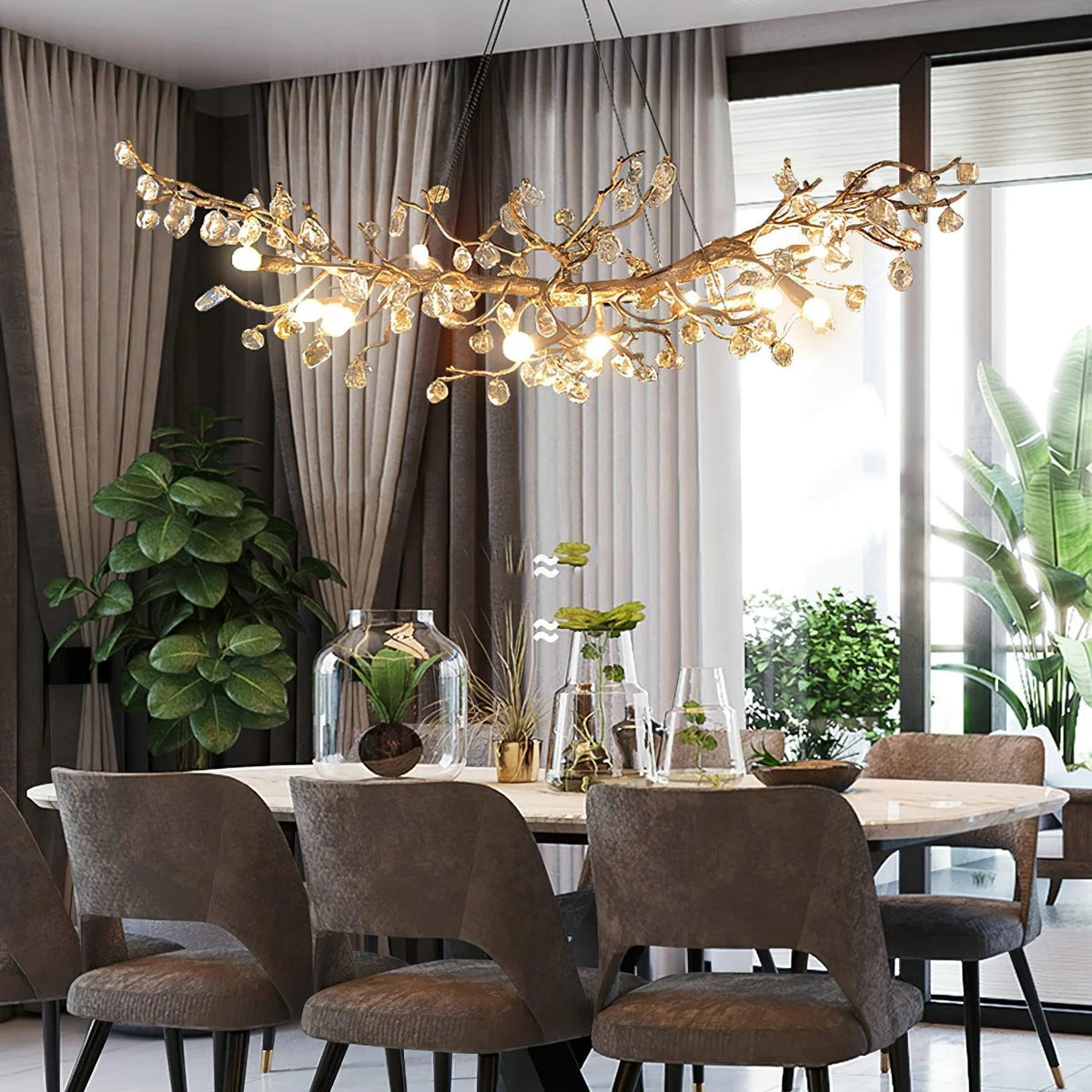 Stone Crystal Brass Chandelier 20