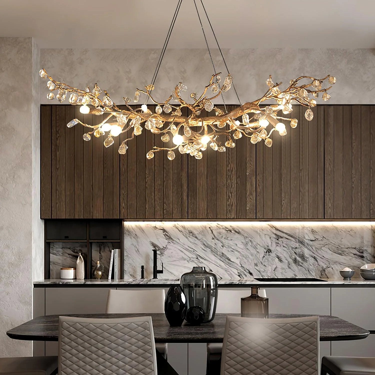 Stone Crystal Brass Chandelier 21