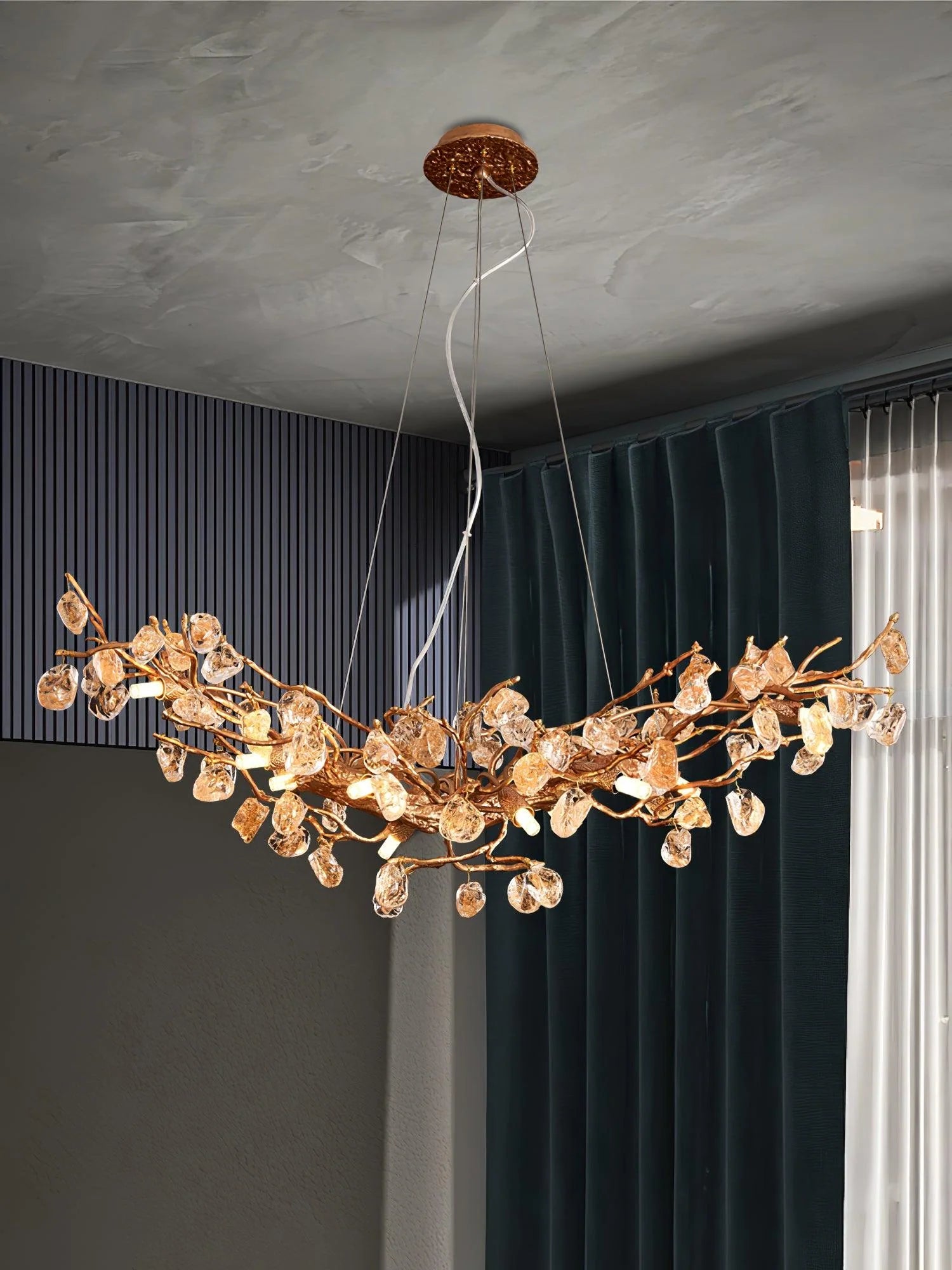 Stone Crystal Brass Chandelier 25