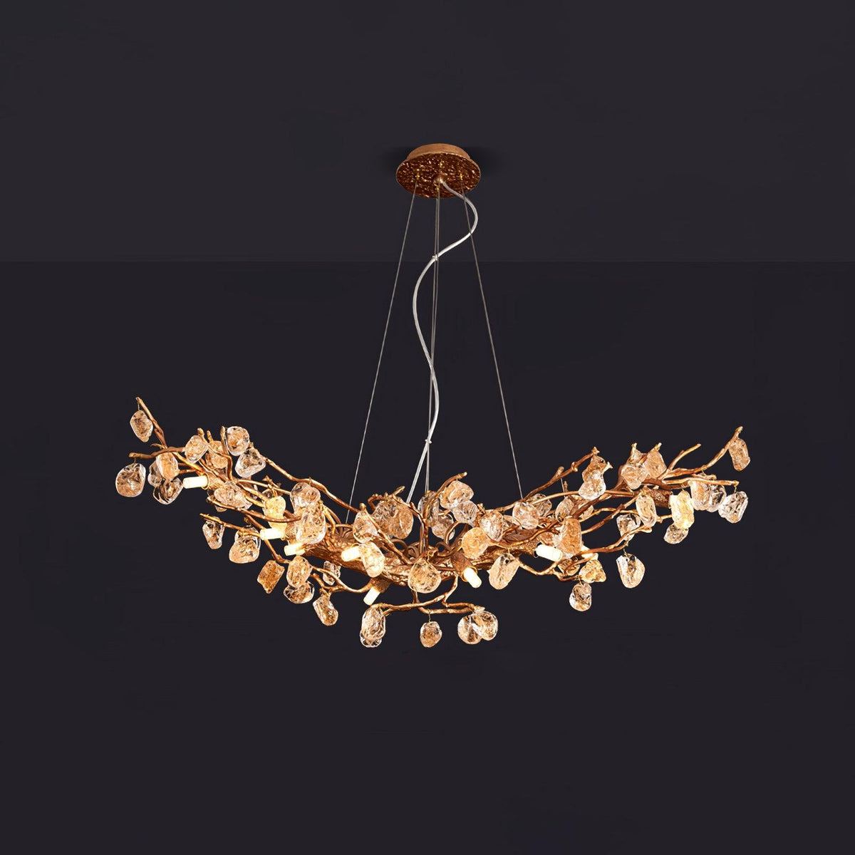 Stone Crystal Brass Chandelier 6