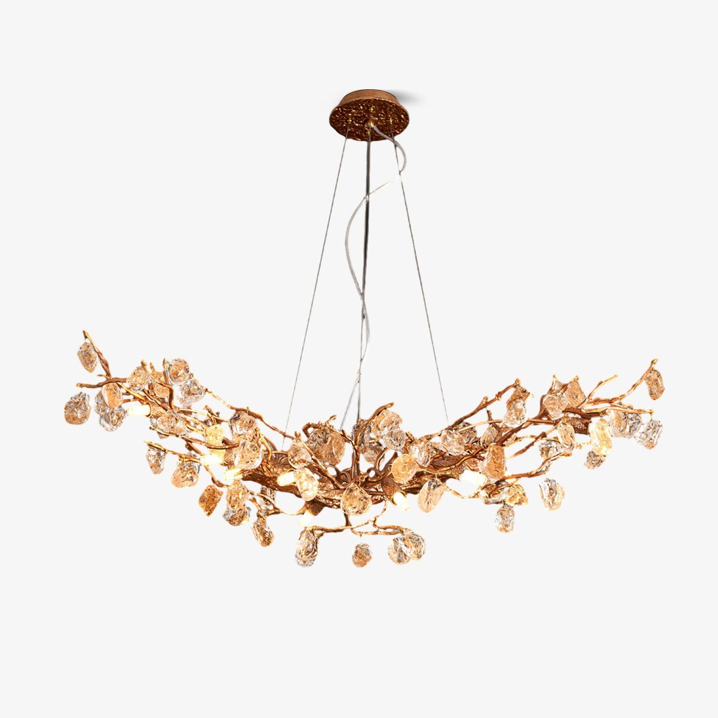 Stone Crystal Brass Chandelier 8