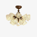 Vintage Butterfly Glass Semi Flush Ceiling Light 