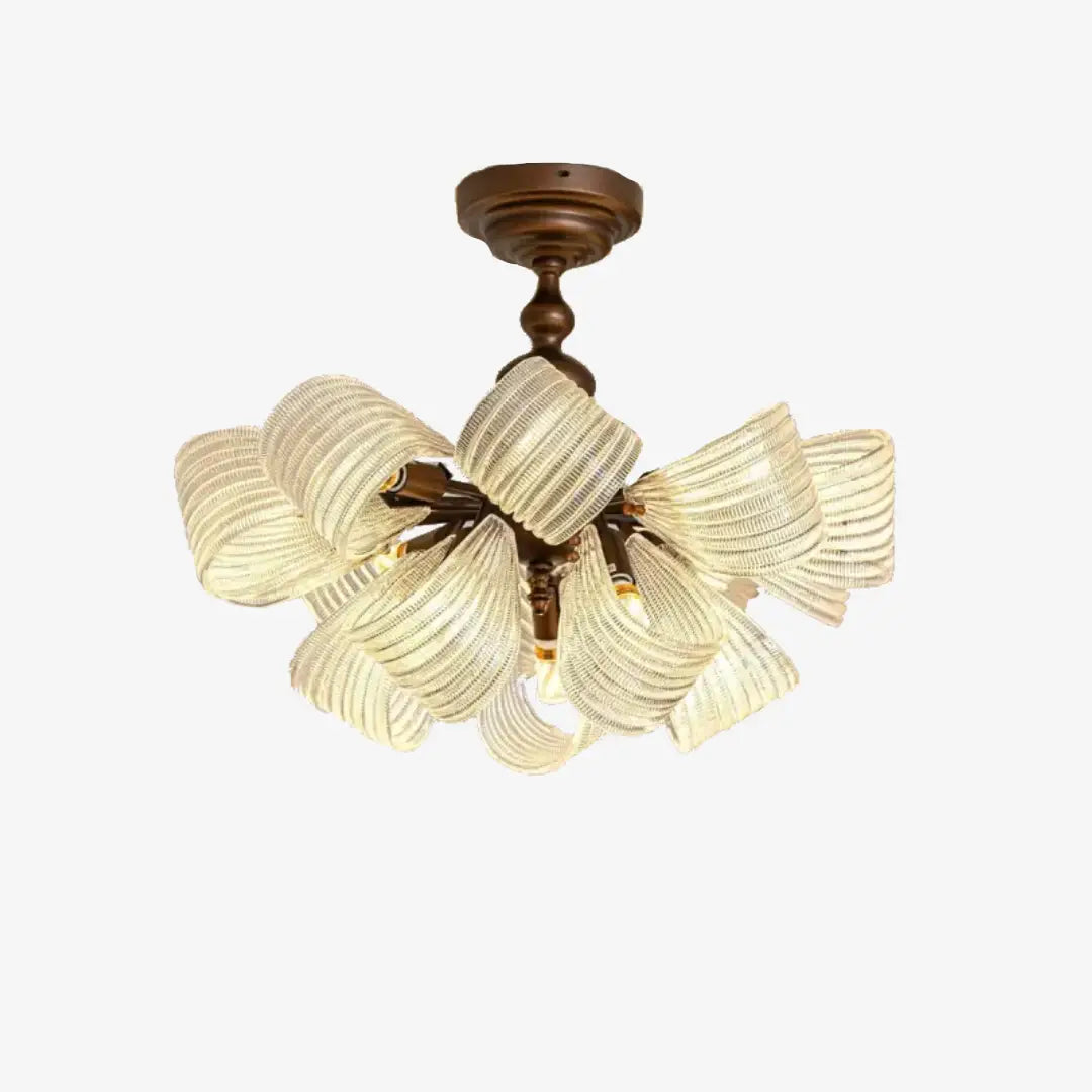 Vintage Butterfly Glass Semi Flush Ceiling Light 