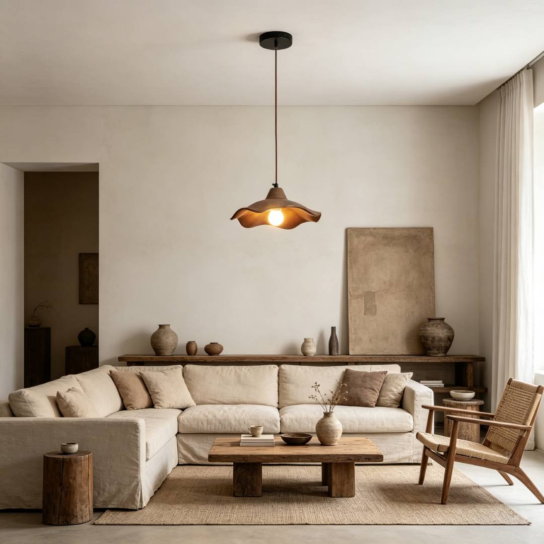 Gray Wavy Pendant Light with wabi-sabi style