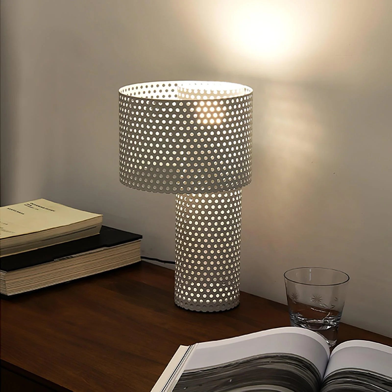 White Grid Table Lamp 12