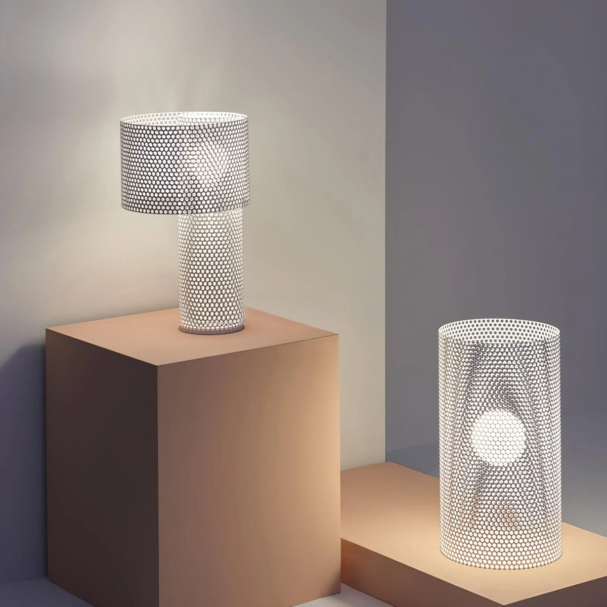 White Grid Table Lamp 17