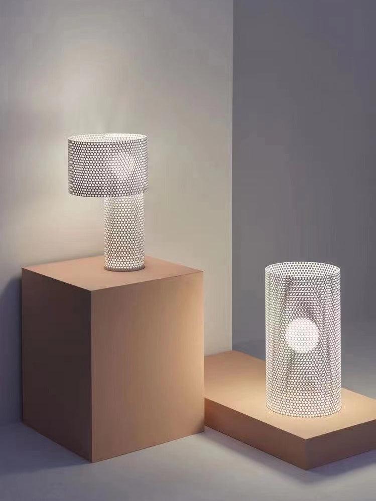 White Grid Table Lamp 28