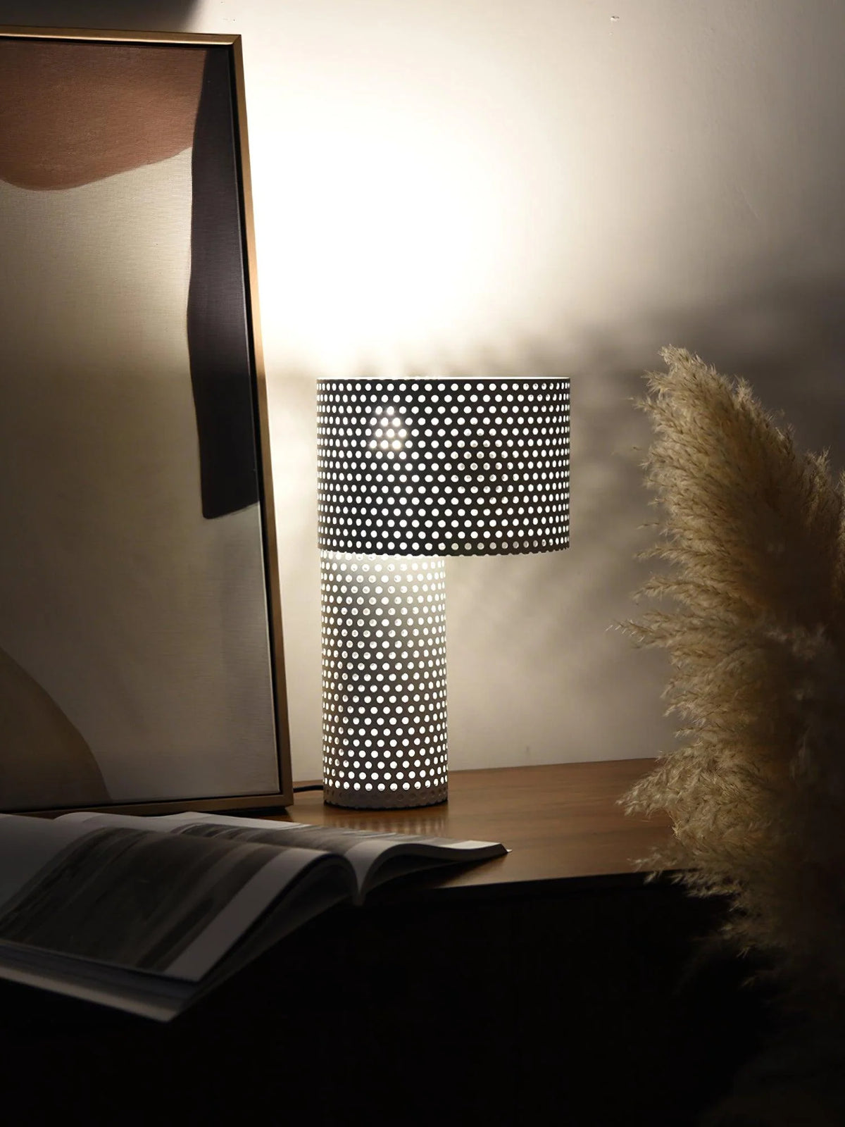 White Grid Table Lamp 5