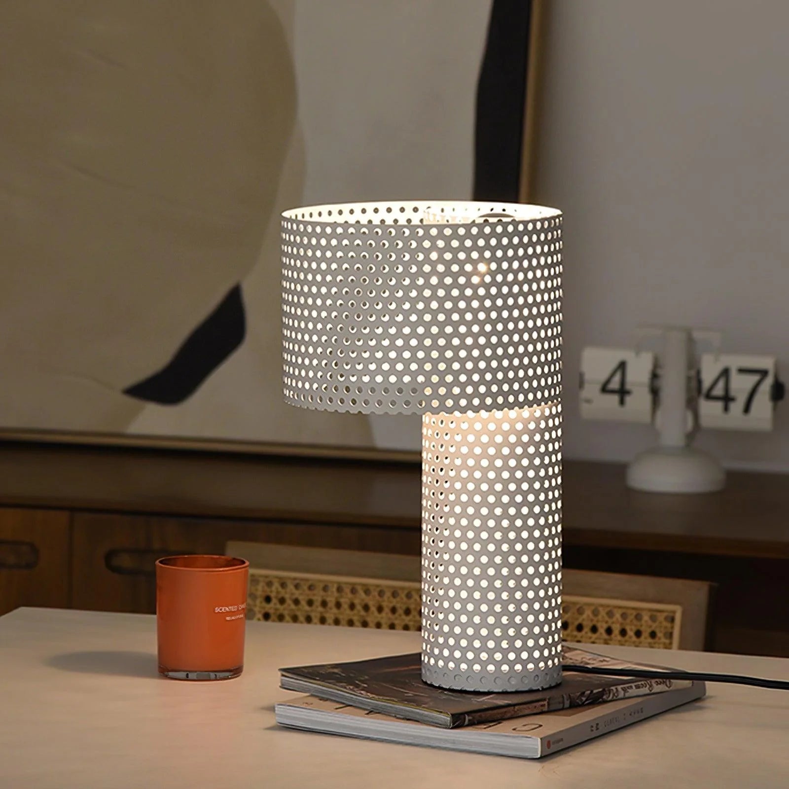 White Grid Table Lamp 6