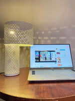 White Grid Table Lamp 7