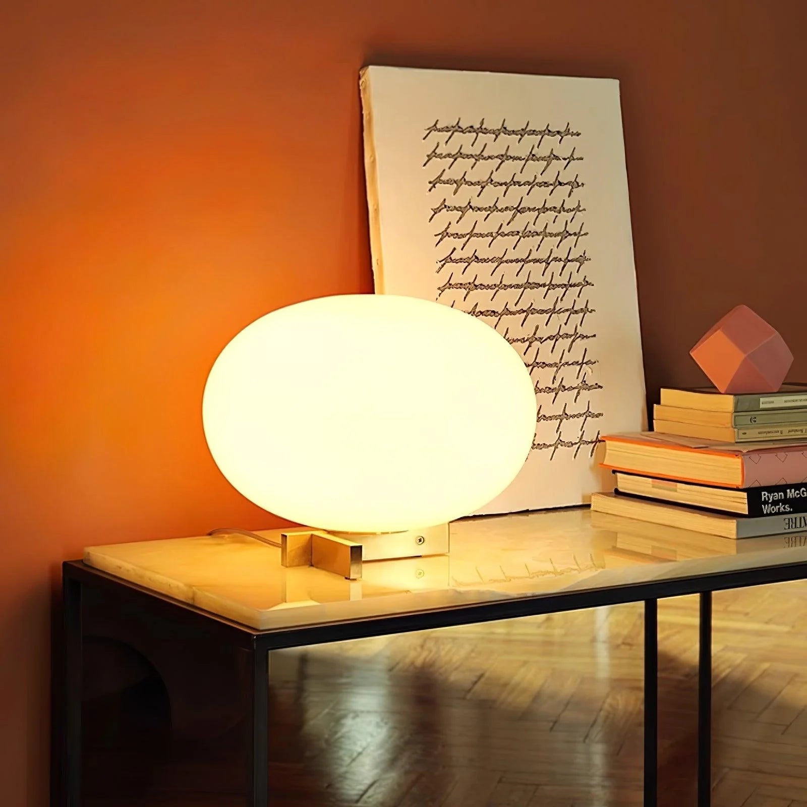 White Oval Table Lamp 9